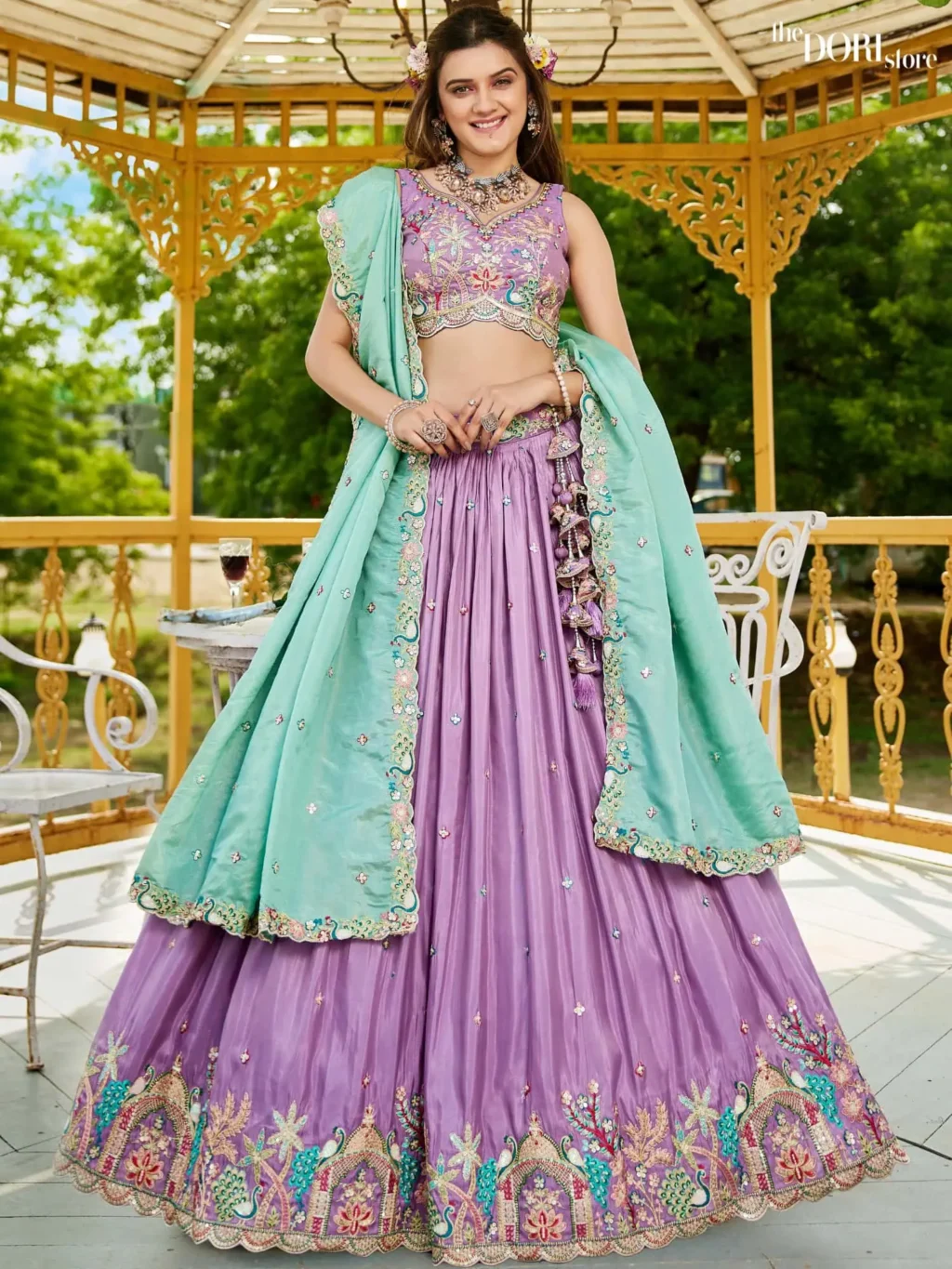 Lavender Purple Satin Sequinse embroidery Semi-Stitched Lehenga choli  product image