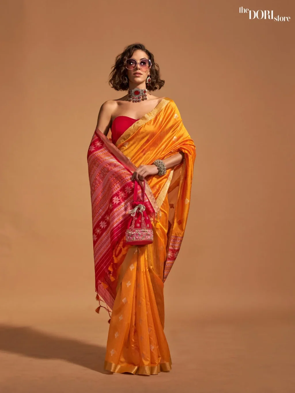 Mustard Yellow Handloom Woven Silk Saree - party wear saree