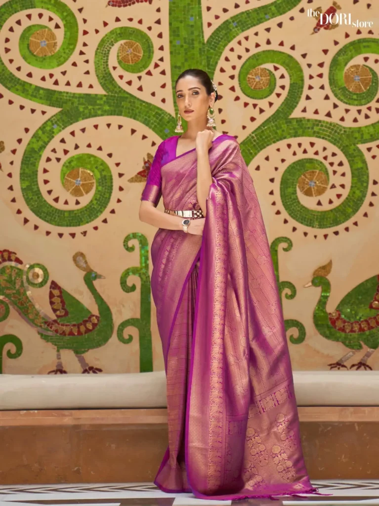 Purple Reverie Kanjeevaram Silk Saree - party wear saree