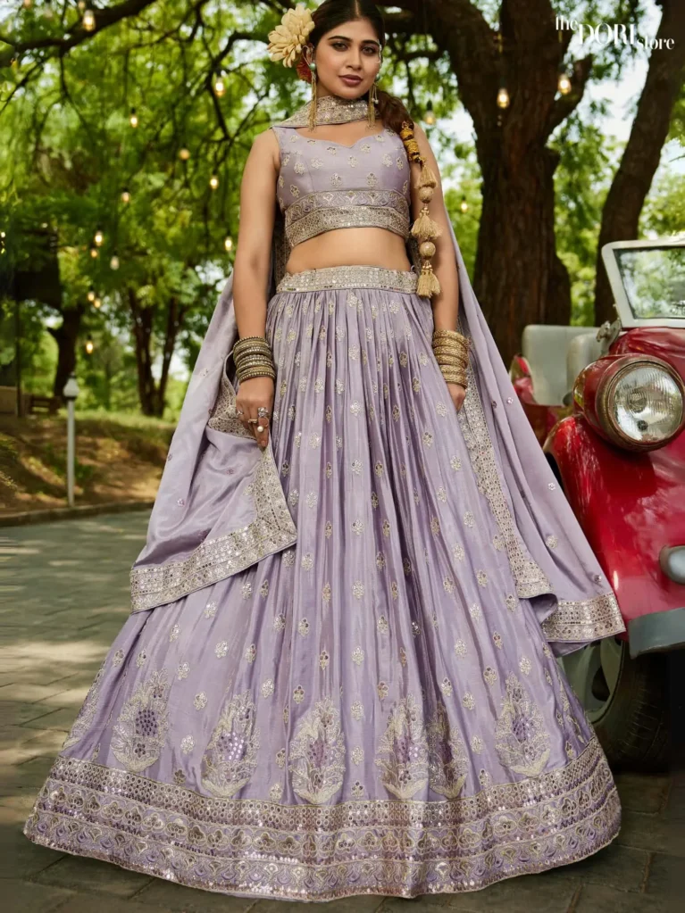 Mauve Chiffon Sequinse embroidery Semi-Stitched Lehenga choli  product image