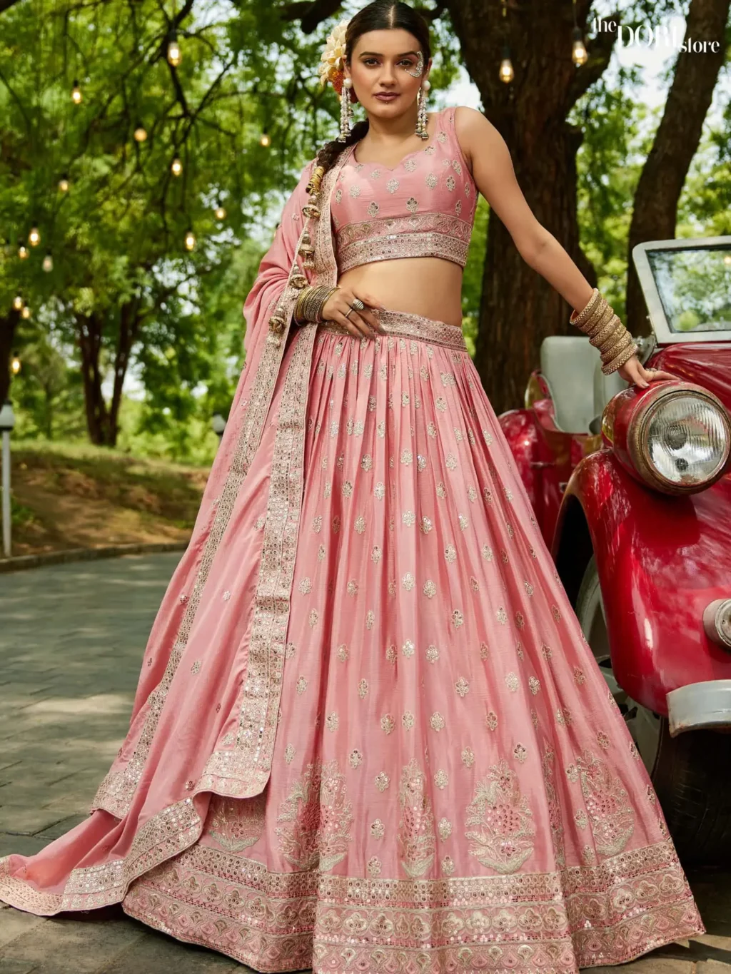 Pink Chiffon Sequinse embroidery Semi-Stitched Lehenga choli  product image