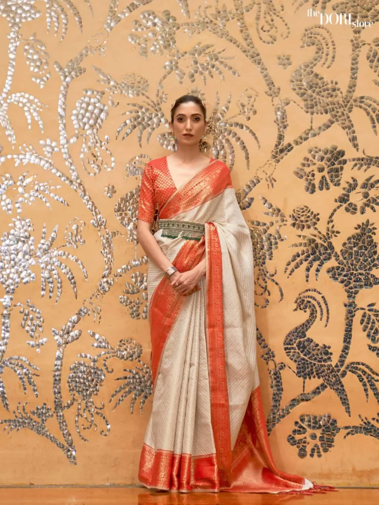 Royal Off White Kanjeevaram Silk Saree - party wear saree