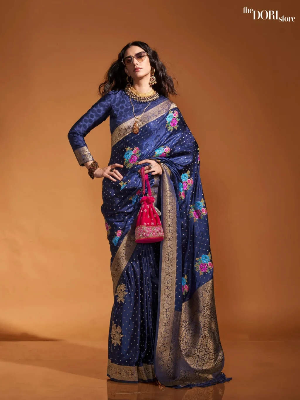 Royal Deep Blue Partywear Handloom Satin Silk Saree - party wear saree