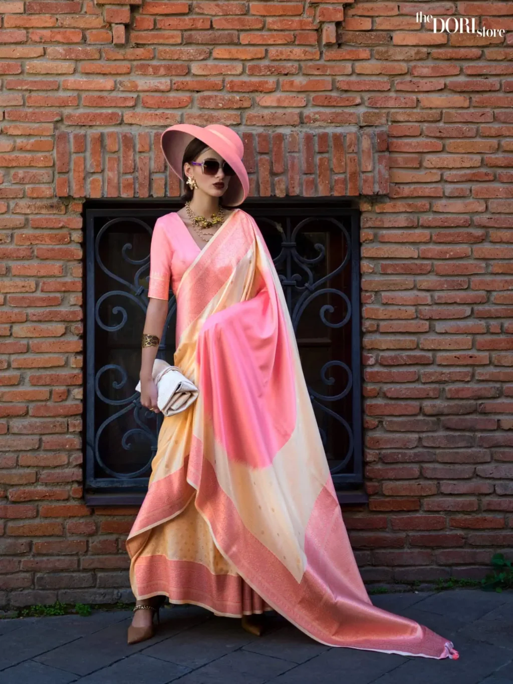 Pinkish Cream Soft Weaving Silk Saree - party wear saree