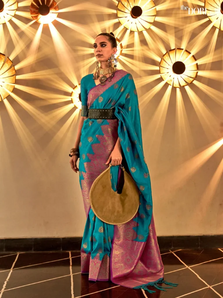 Royal Blue Banarasi Handloom Designer Silk Saree - party wear saree