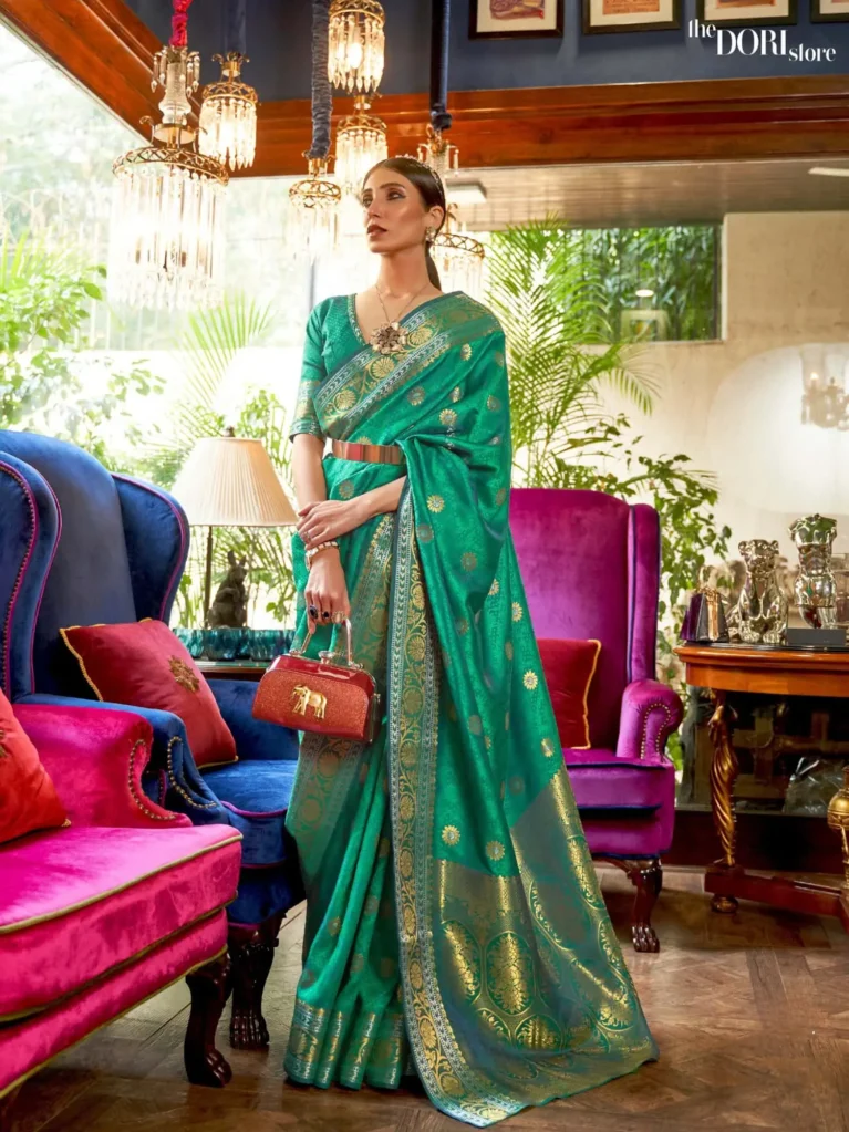 Royal Green Partywear Banarasi Soft Silk Saree - party wear saree