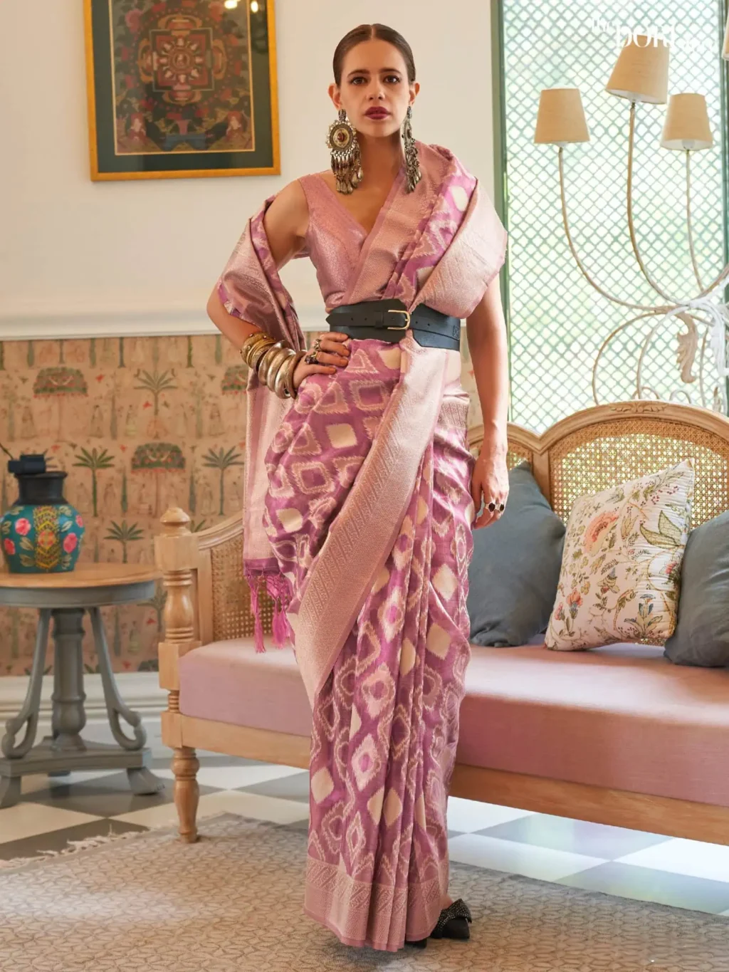 Festive Wear Light Purple Tissue Woven Silk Saree - party wear saree