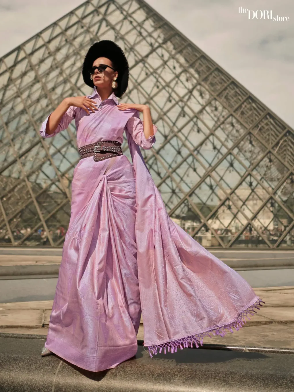 Ethnic Lavender Purple Soft Satin Silk Saree - party wear saree