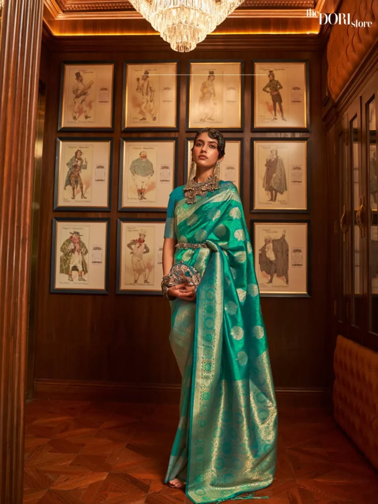 Green Designer Banarasi Silk Saree - party wear saree