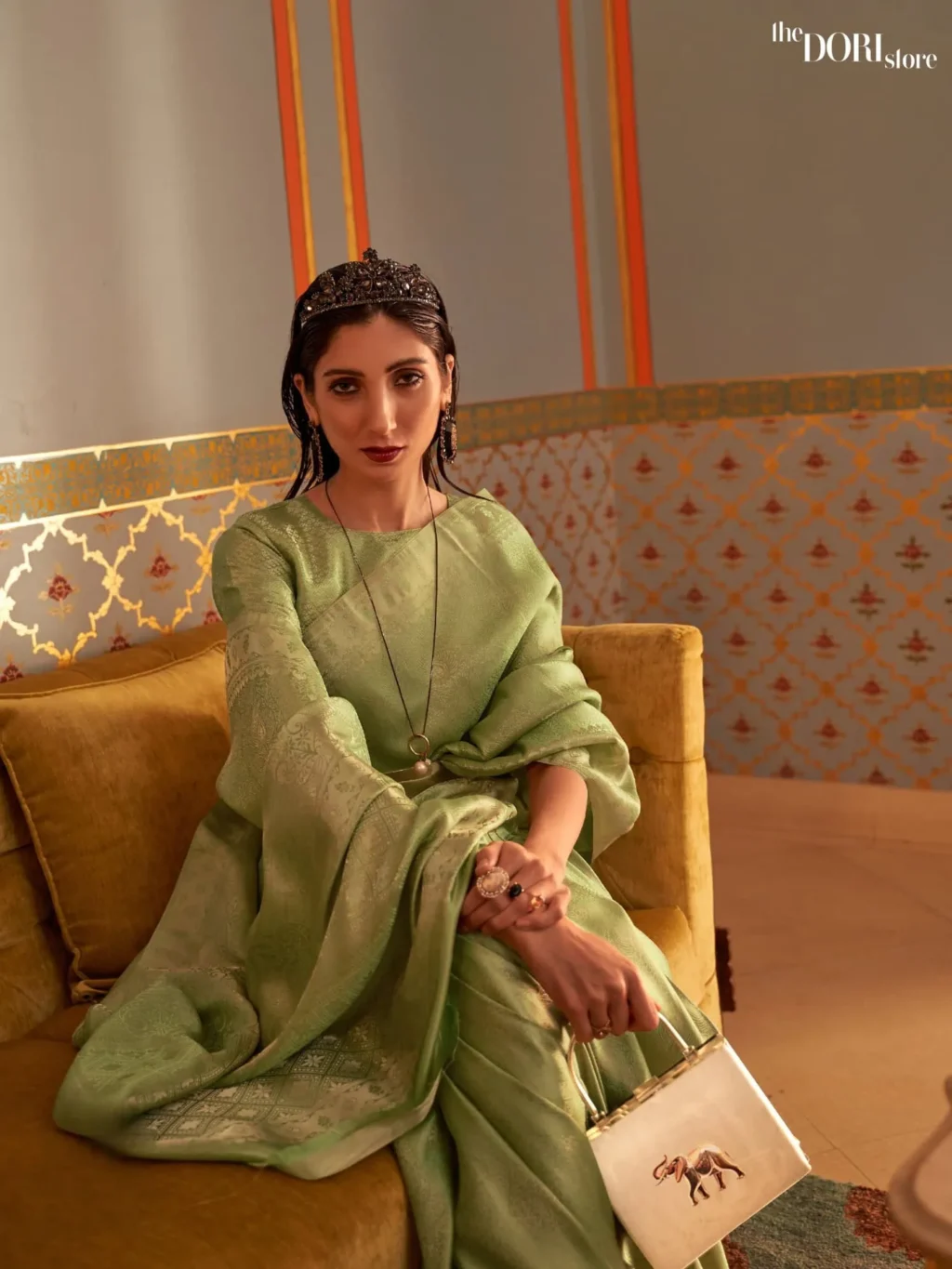 Royal Light Green Designer Kanjeevaram Silk Saree - Image 2