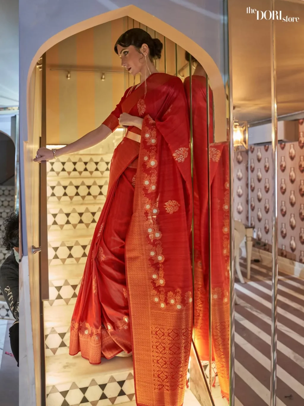 Rufous Red Copper Zari Tussar Silk Saree - party wear saree
