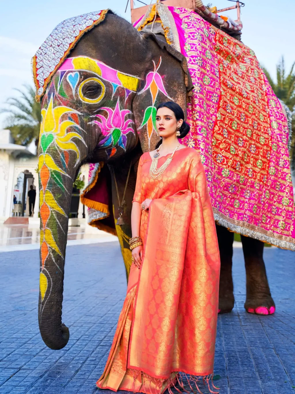 Classic Orange Kanjeevaram Silk Saree - party wear saree