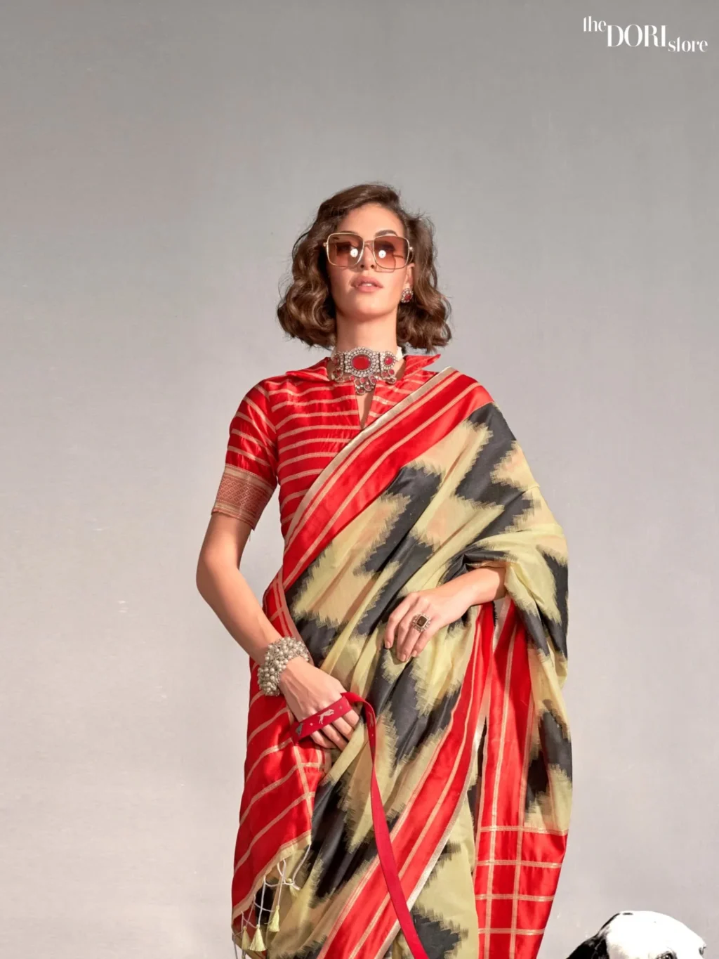Light Yellow Festive Soft Silk Woven Saree - Image 3