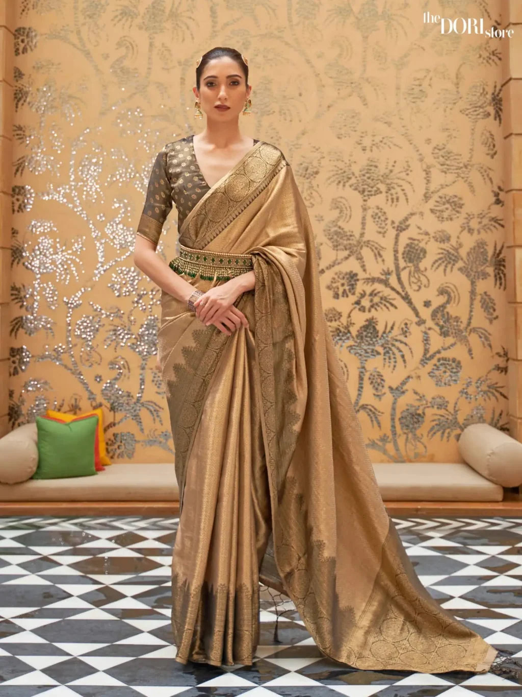 Golden Luxe Kanjeevaram Designer Silk Saree - party wear saree
