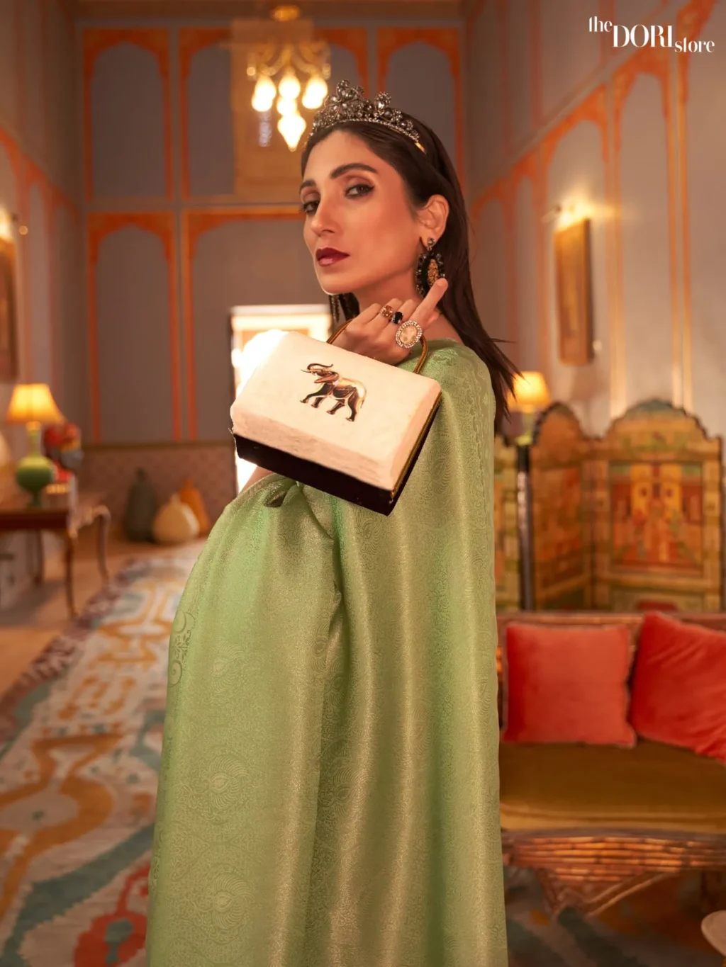 Royal Light Green Designer Kanjeevaram Silk Saree - Image 3