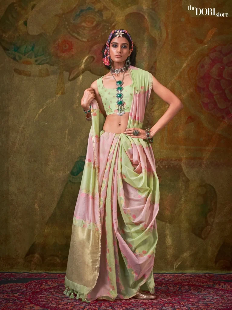Pista Green Designer Pure Rangkaat Woven Silk Saree - party wear saree