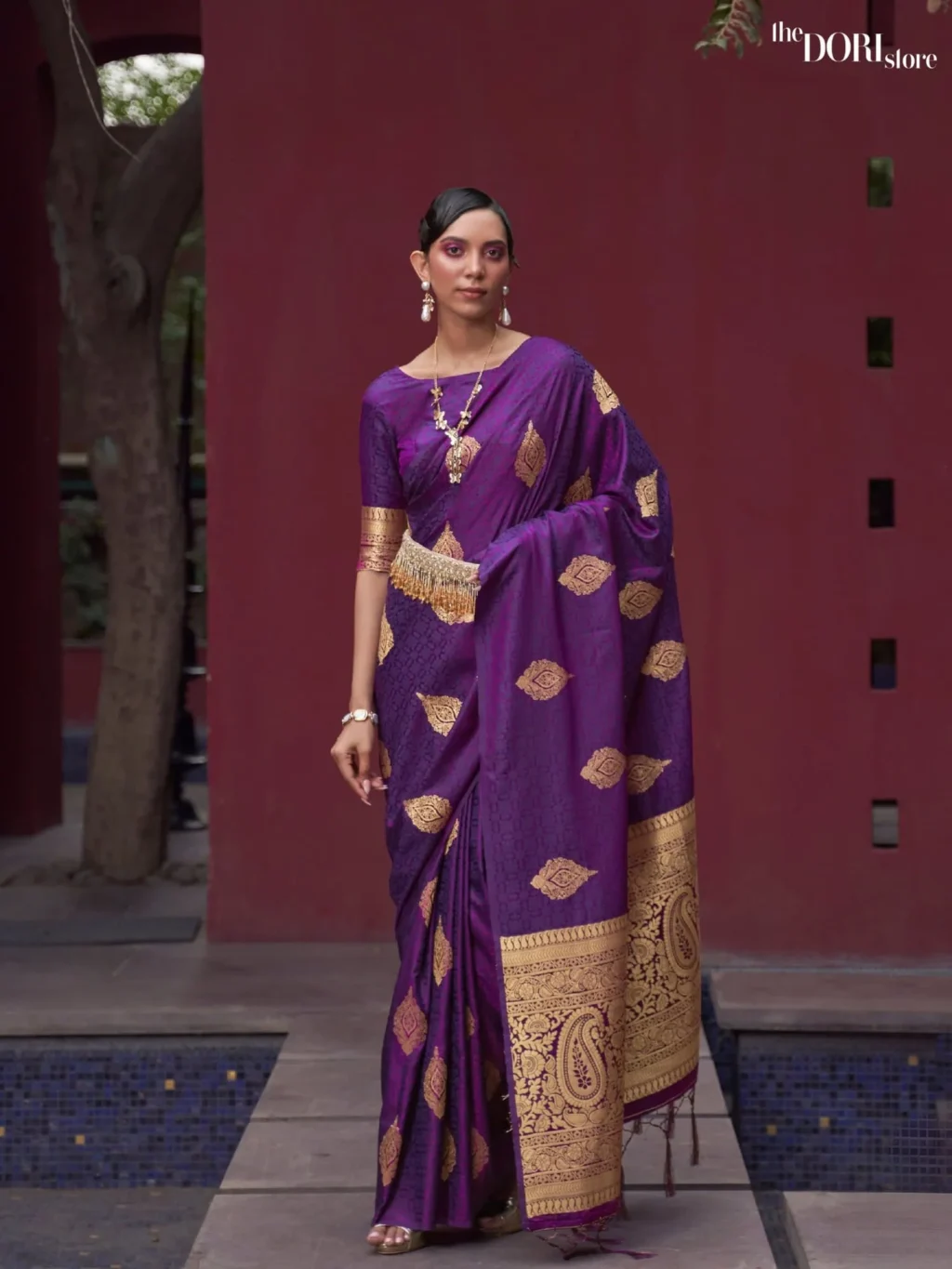 Exclusive Jamun Purple Satin Sillk Banarasi Saree - party wear saree