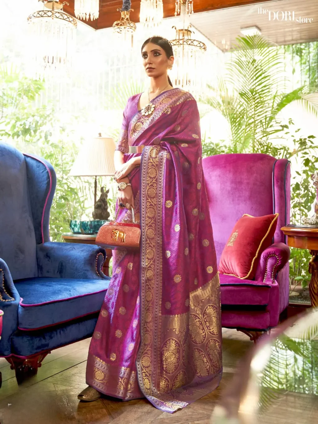 Royal Plum Purple Partywear Banarasi Soft Silk Saree - party wear saree