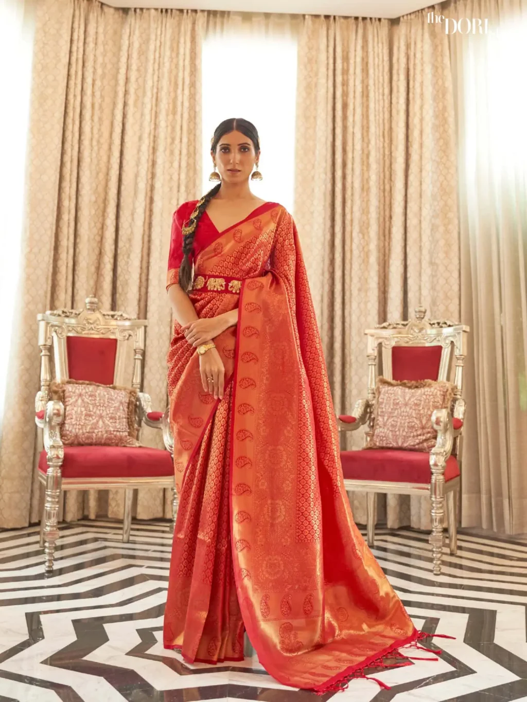 Red Charm Designer Kanjeevaram Silk Saree - party wear saree