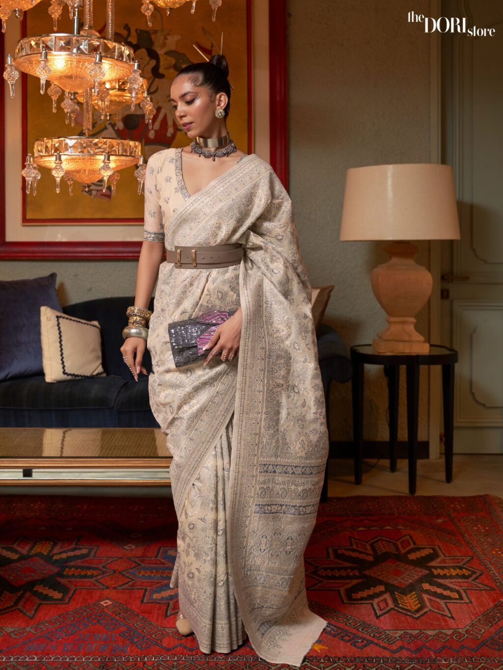 Elora Cream  Kashmiri Modal Handloom Silk Saree - party wear saree