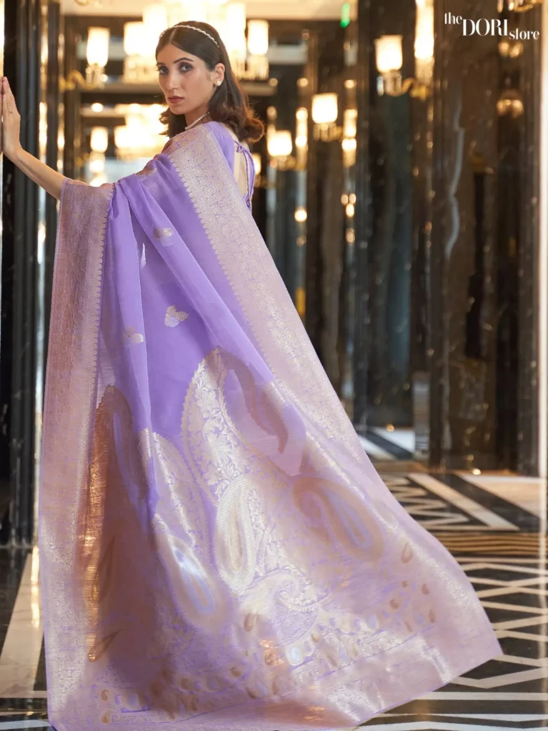 Partywear Luxe Lavender Woven Linen saree Saree - party wear saree