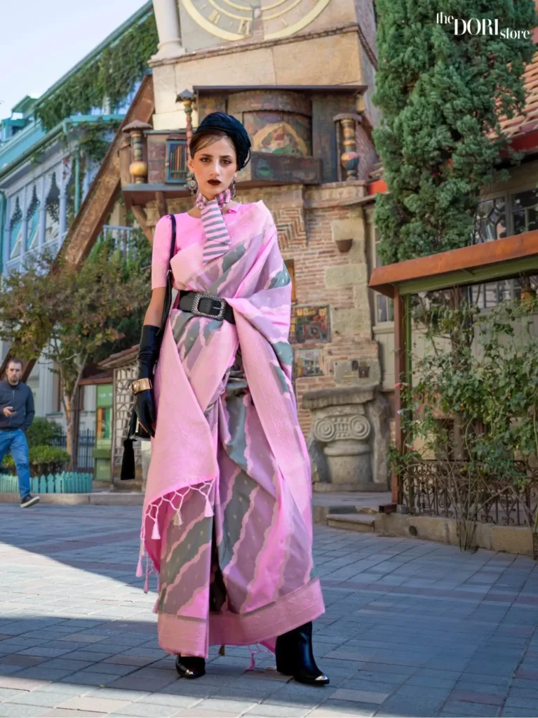 Lilac Pink Rangkath Soft Silk Woven Saree - party wear saree