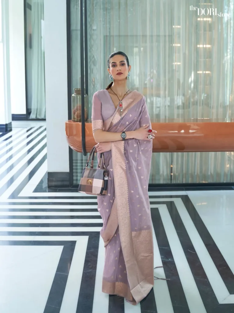 Elegant Purple Mukaish Weaving Handloom Silk Saree - party wear saree