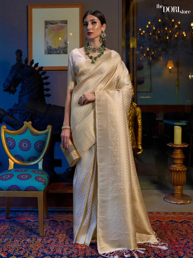 Royal Queen Golden Kanjeevaram Silk Saree - party wear saree