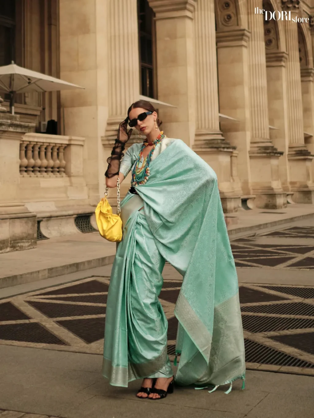 Envy Blue Pure Satin Handloom Woven Silk Saree - party wear saree