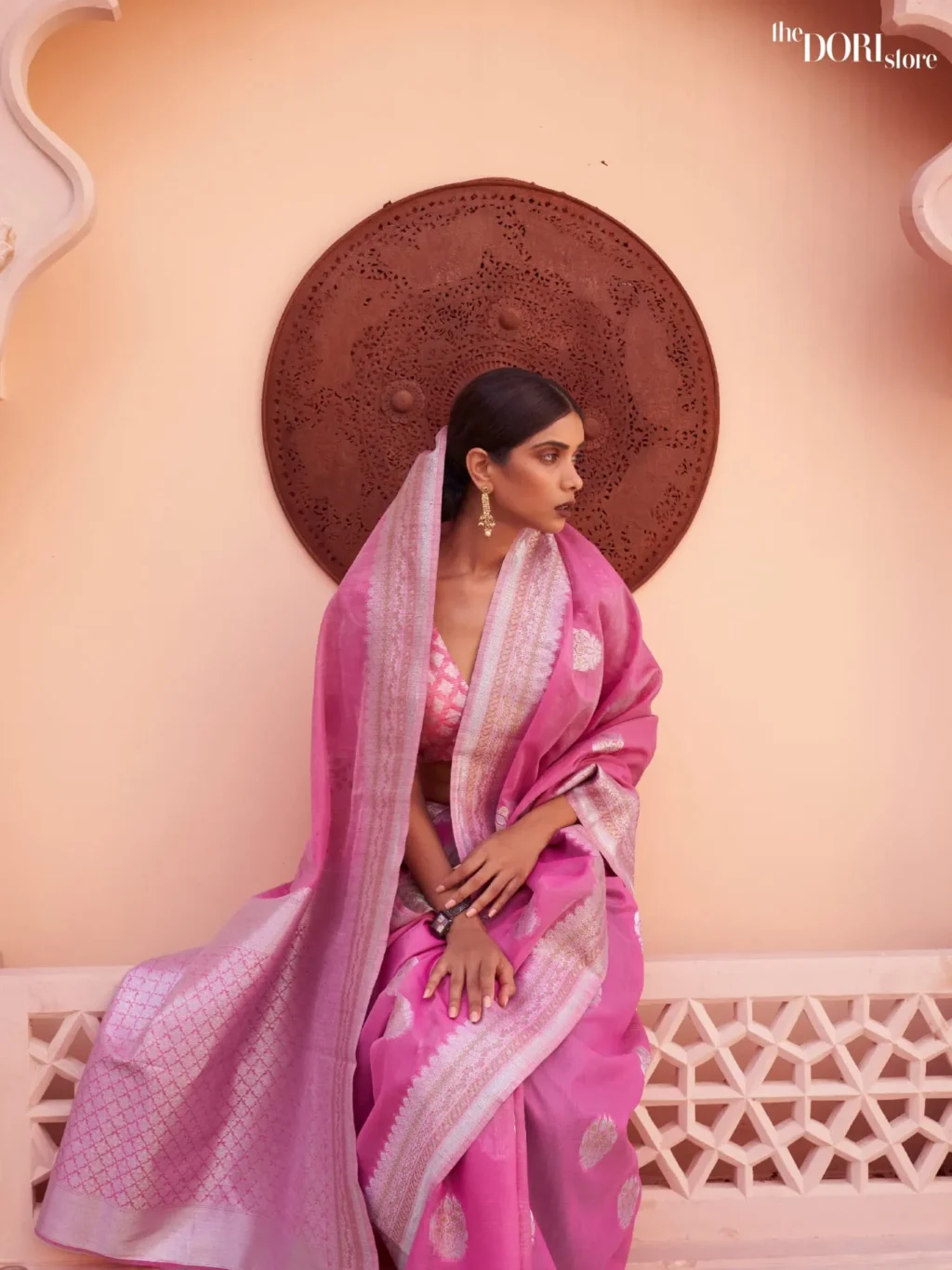 Ethnic Purple Pure Linen saree Weaving Saree - Image 2