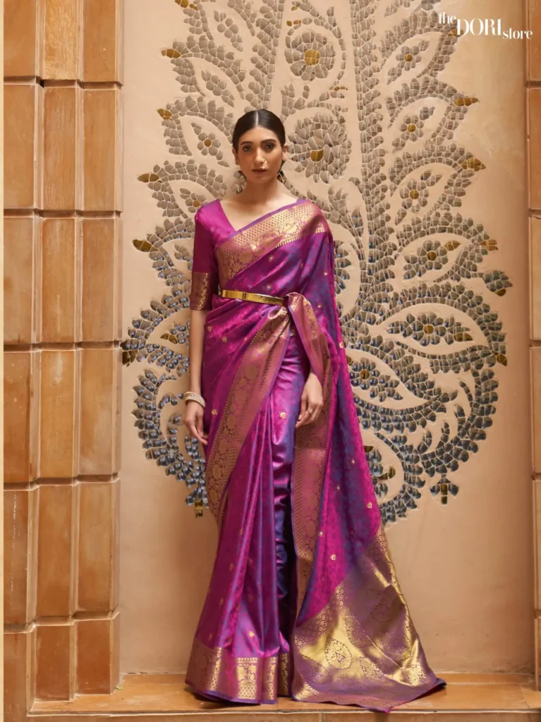 Plum Royal Kanjeevaram Silk Saree - party wear saree