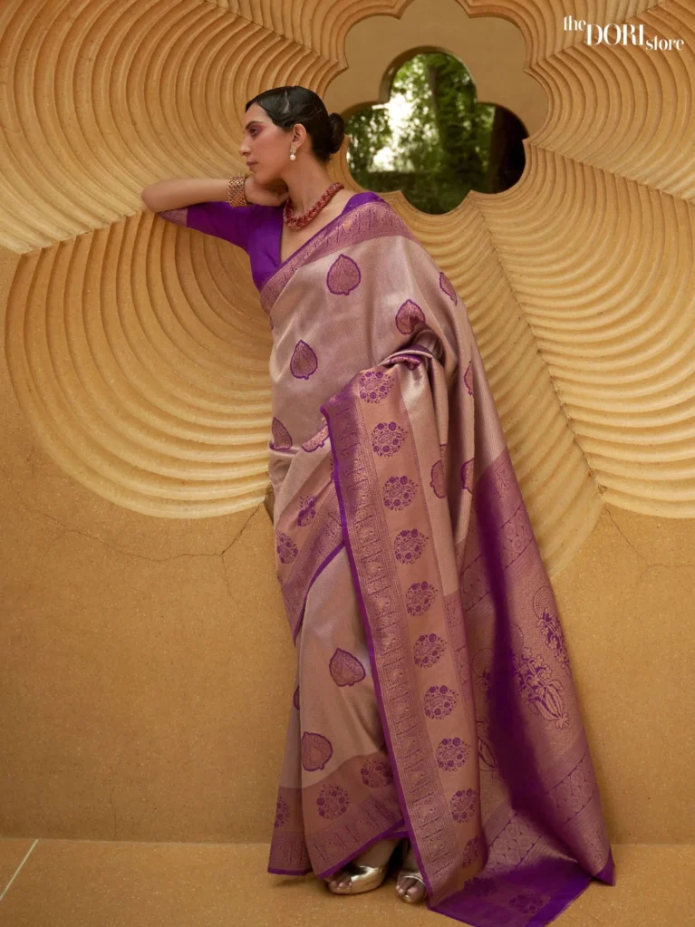 Royal Purple Handloom Banarasi Silk Saree - party wear saree