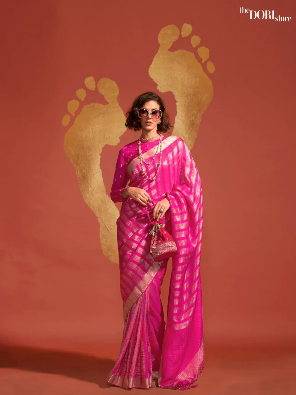 Blush Pink Viscose Banarasi Silk Saree - Image 2