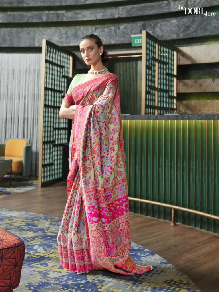 Royal Pale Green Jamewar Weaving Saree - party wear saree