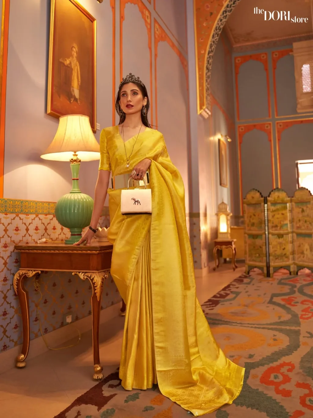 Royal Yellow Designer Kanjeevaram Silk Saree - party wear saree