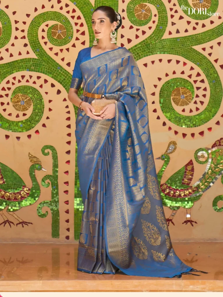 Royal Queen Blue Kanjeevaram Silk Saree - party wear saree
