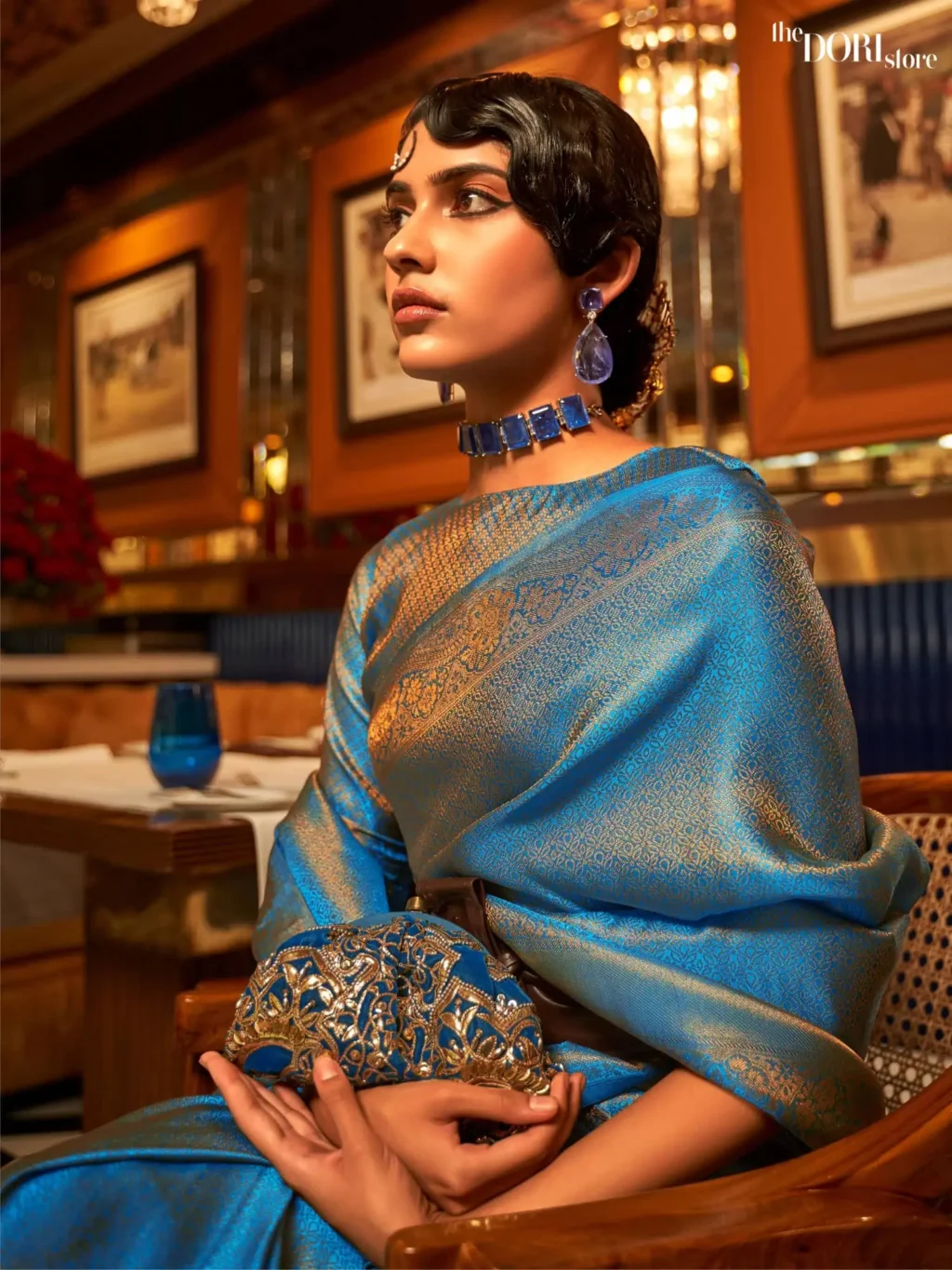 Elegant Blue Dual Tone Kanjeevaram Silk Saree - Image 2