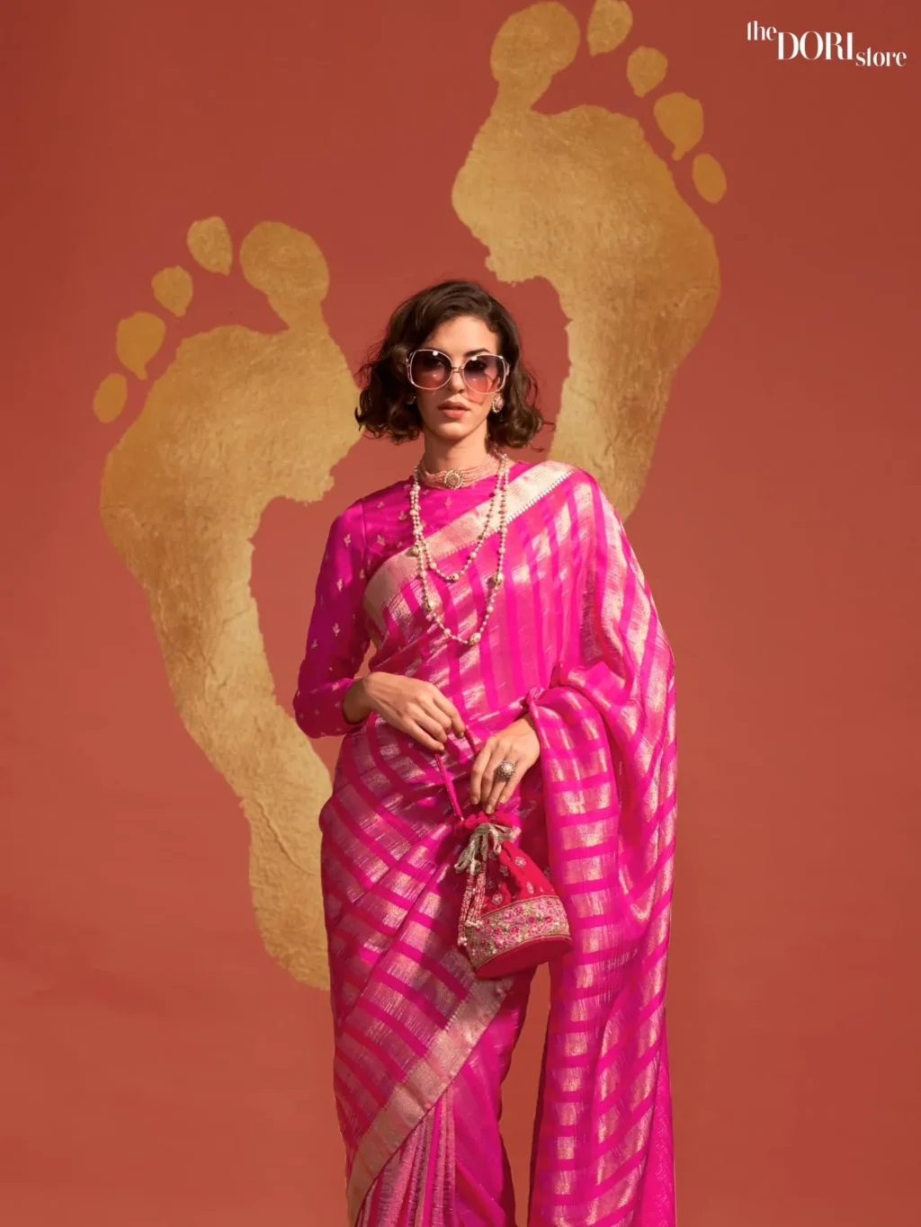 Blush Pink Viscose Banarasi Silk Saree - Image 3