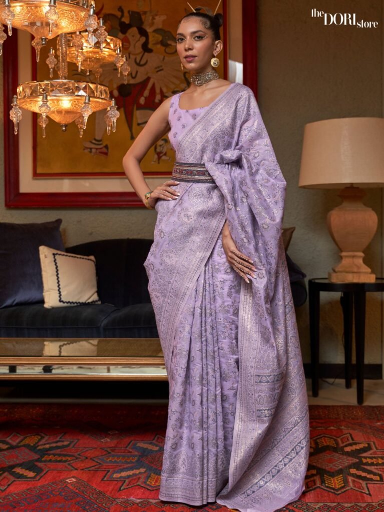 Purple Kashmiri Modal  Handloom Silk Saree - party wear saree