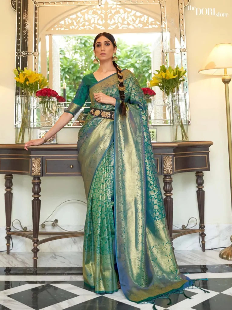 Designer Green Kanjeevaram Silk Saree - party wear saree