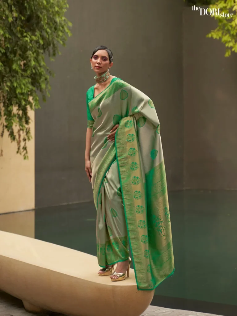 Royal Light Green Handloom Banarasi Silk Saree - party wear saree