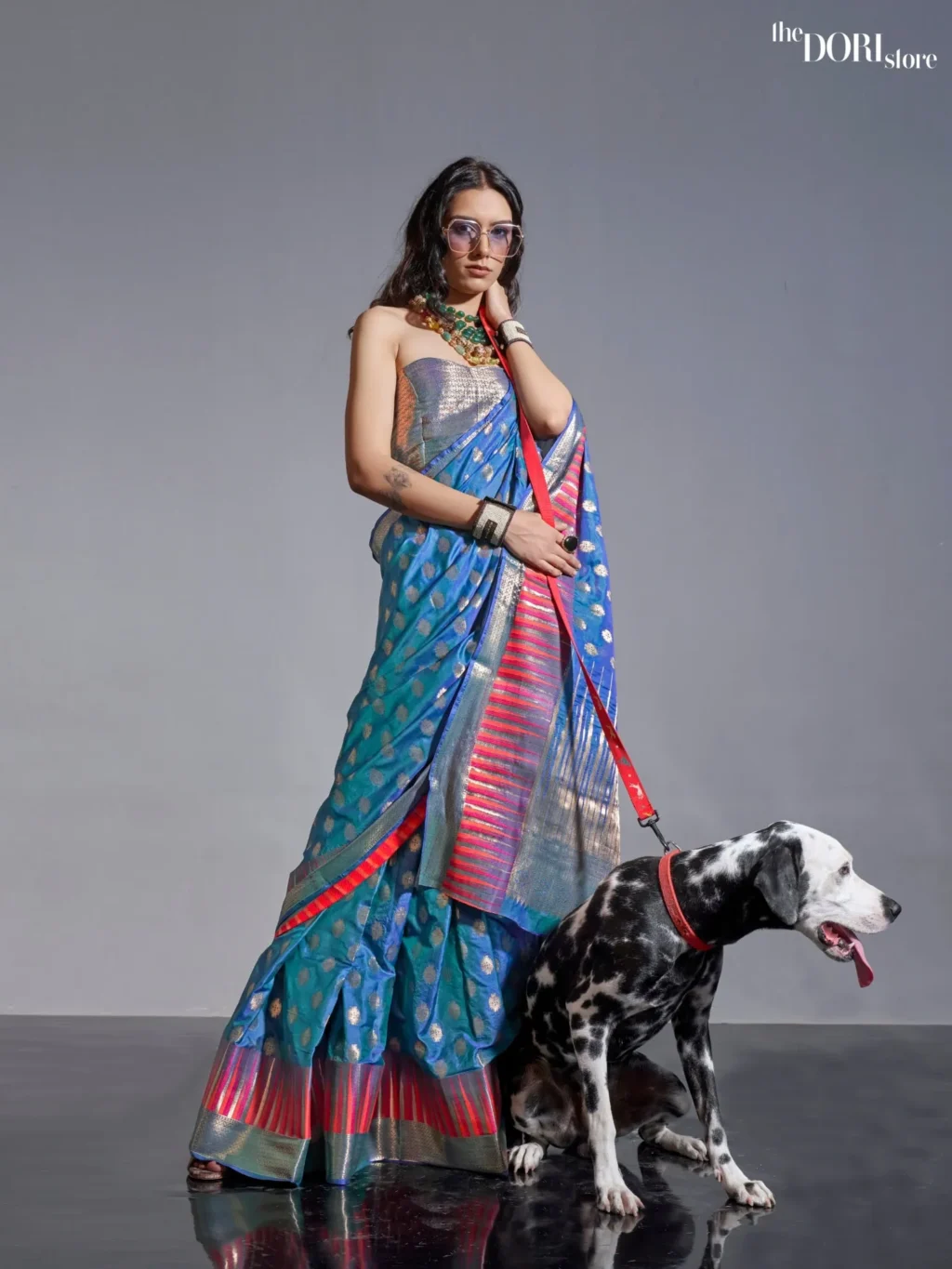 Royal Blue Zari Woven Pure Handloom Banarasi Silk Saree - Image 3