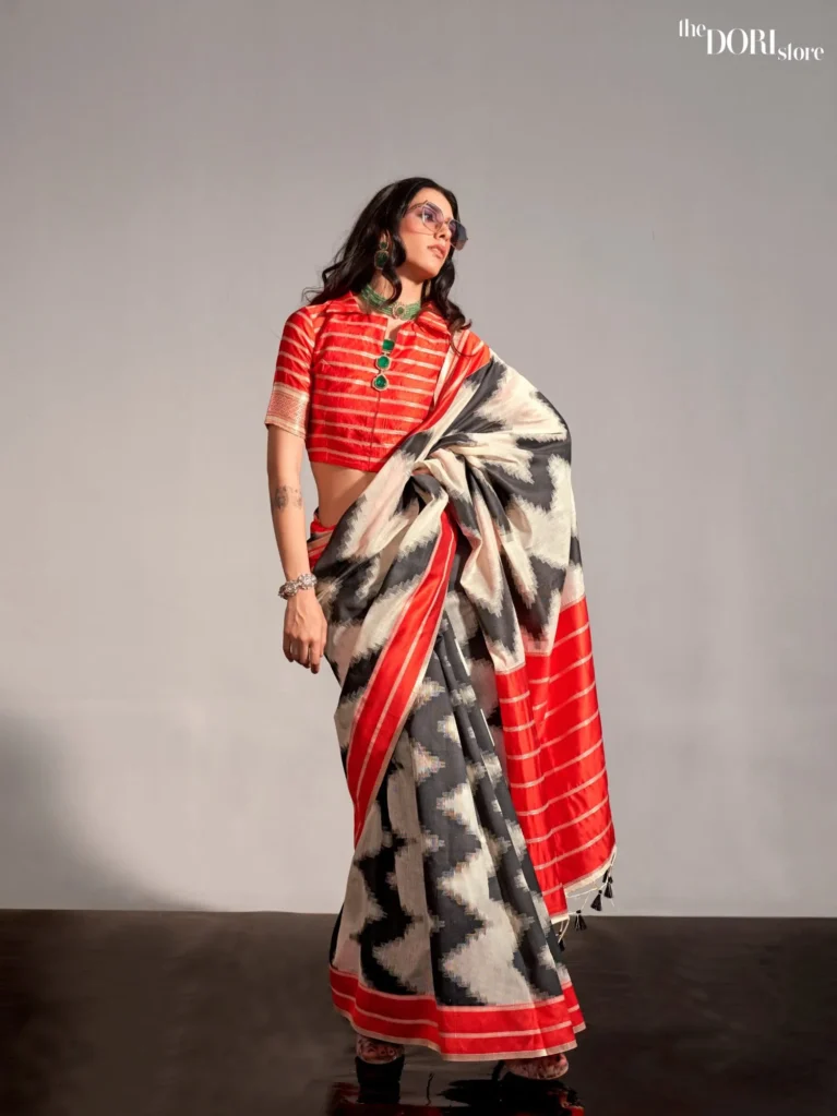 Reddish Grey Soft Silk Woven Saree - party wear saree