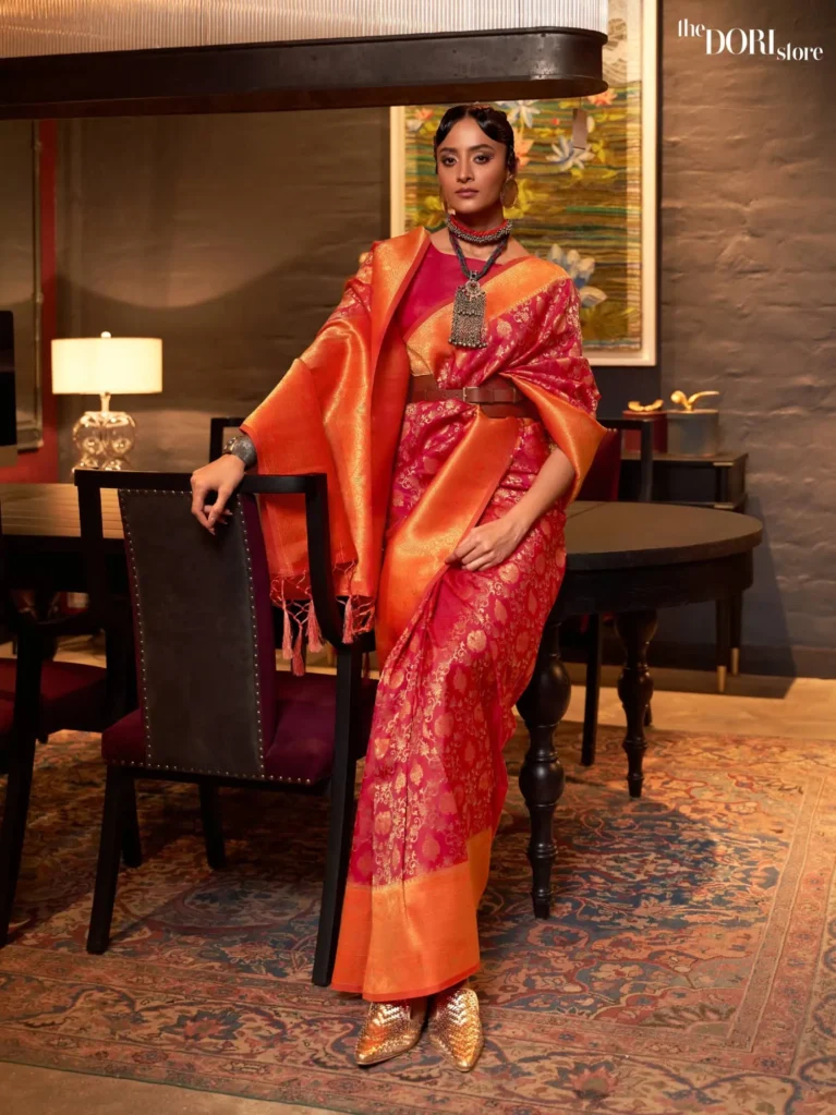 Elegant Red Designer Banarasi Silk Saree - party wear saree