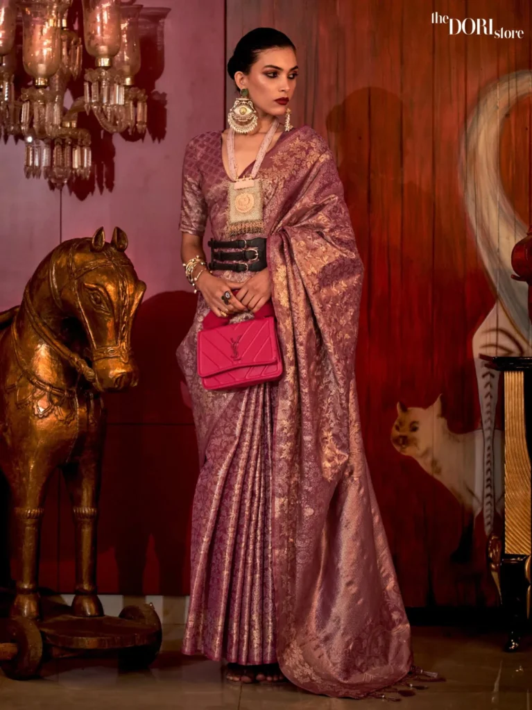 Royal Princess Purple Banarasi Handloom Zari Silk Saree - party wear saree