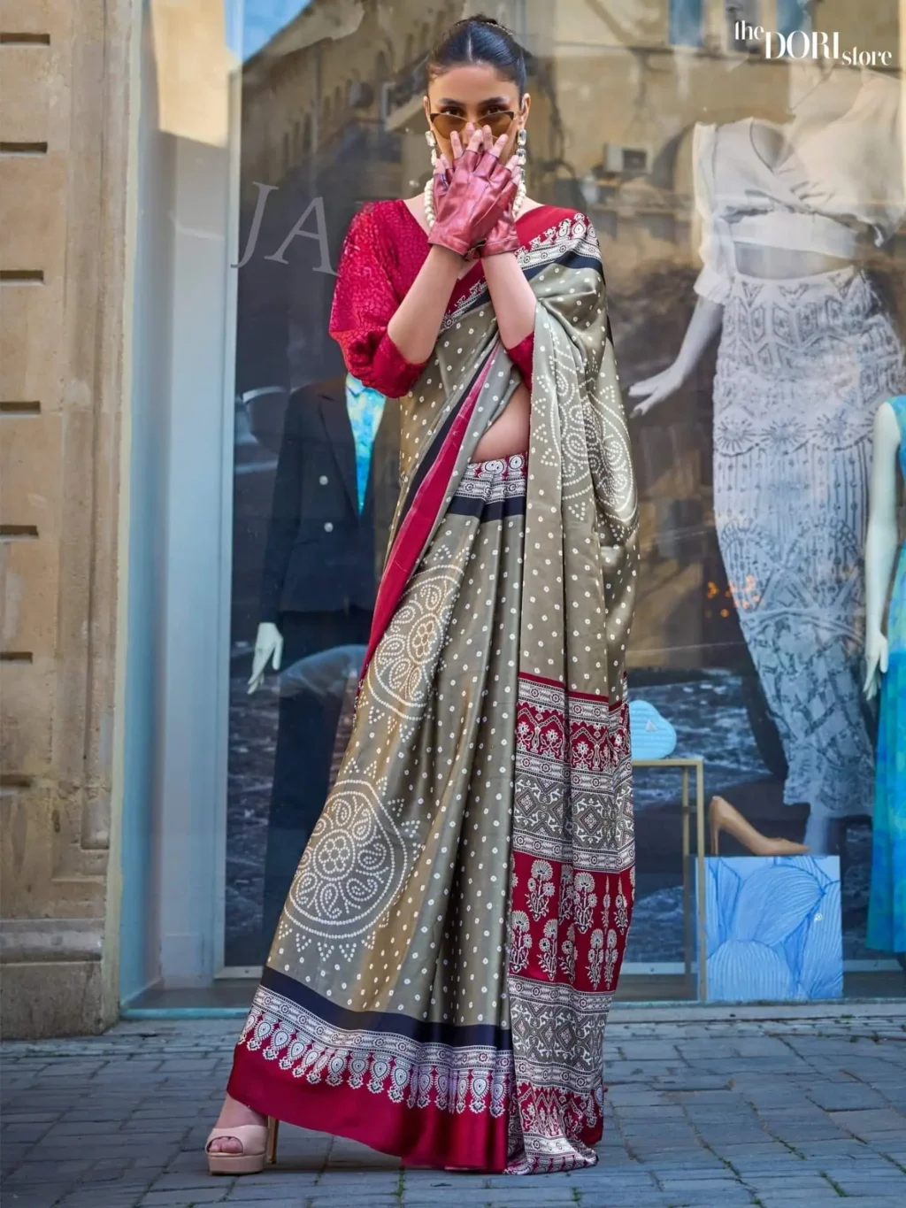 Mehndi Green Printed Crepe Soft Silk Saree - party wear saree