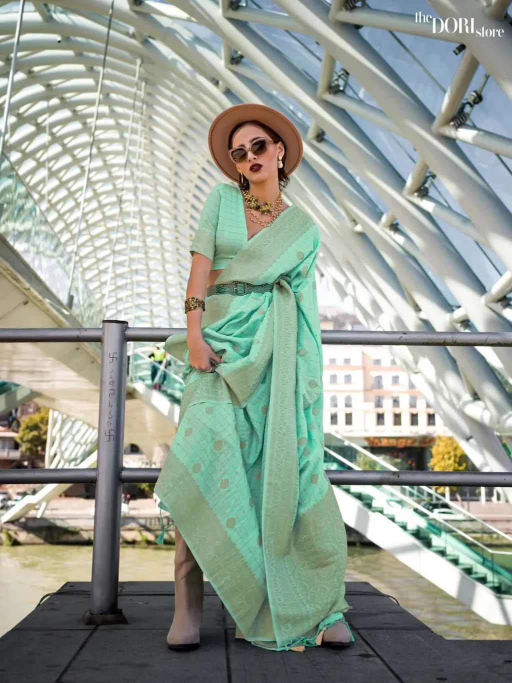 Sea Green Designer Katan Handloom Woven Silk Saree - party wear saree