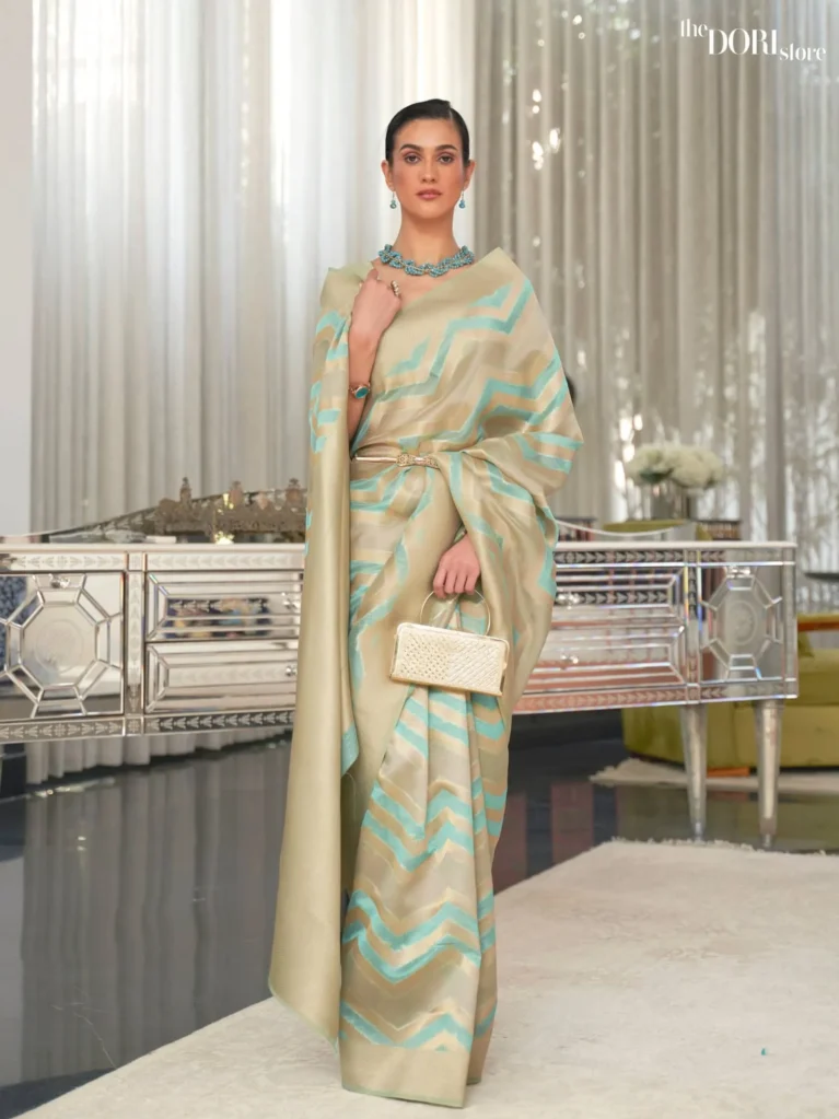 Partywear Sea Green Organza Silk Saree - party wear saree