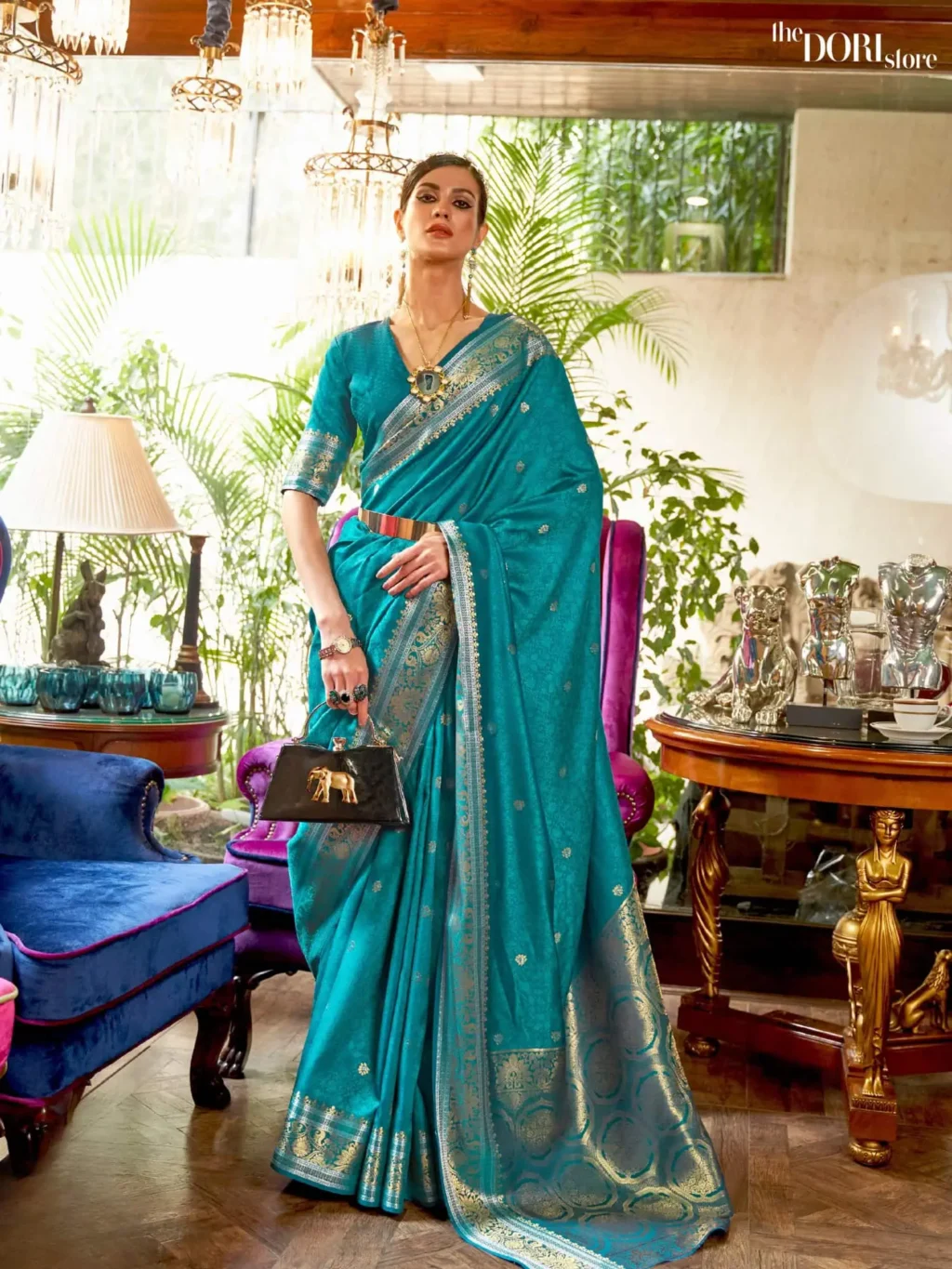 Royal Blue Designer Banarasi Soft Silk Saree - party wear saree