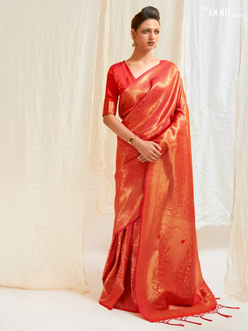 Royal Bridal Red Designer Kanjeevaram Silk Saree - party wear saree
